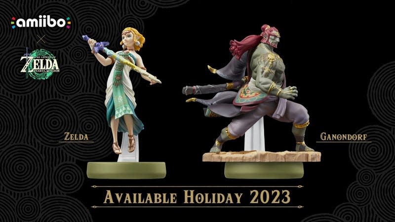 A Zelda and Ganondorf Amiibo are featured in promotional art.