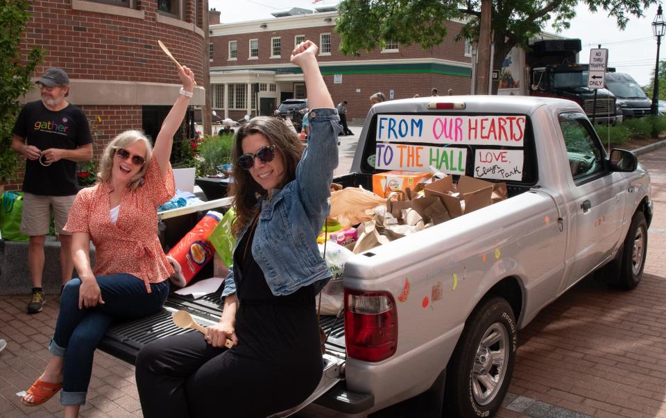 Fill the Hall is a collaboration between Gather and The Music Hall that challenges community organizations, businesses, and residents to fundraise online and do food drives within their groups, workplaces and neighborhoods to benefit the Meals 4 Kids program. The 8th annual event is Sunday, June 26. Here an Elwyn Park neighborhood donation is unloaded outside The Music Hall in Portsmouth during a past Fill The Hall event.