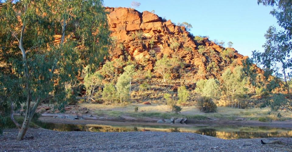 shallow pool in desert landscape