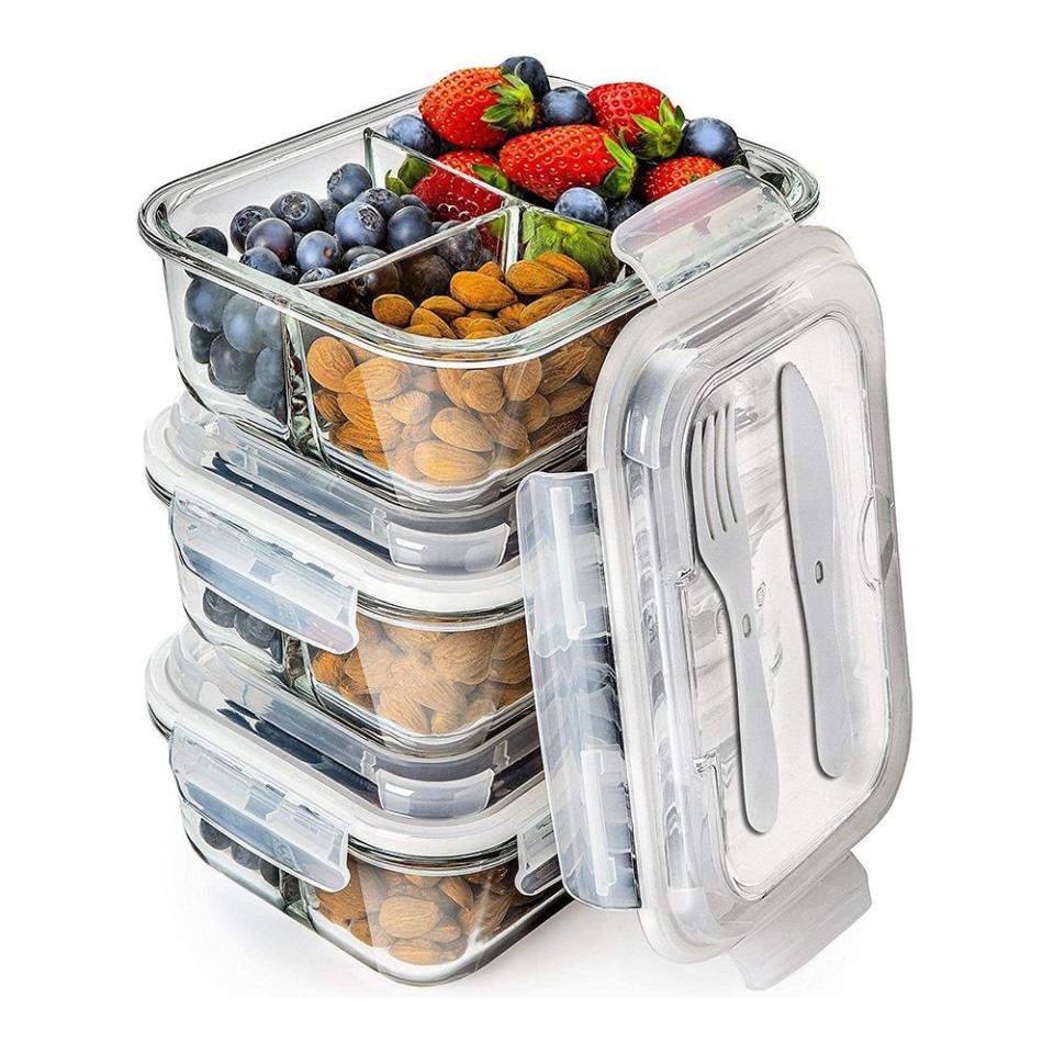 Prep Naturals Glass Meal Prep Food Storage Containers