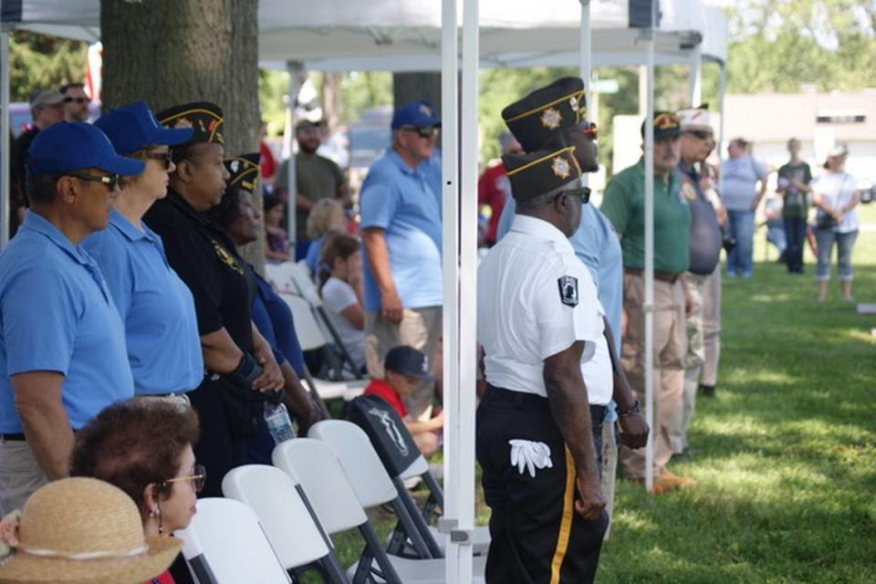 Members of the audience at the Belleville Memorial Day Ceremony conducted Monday at Walnut Hill Cemetery.