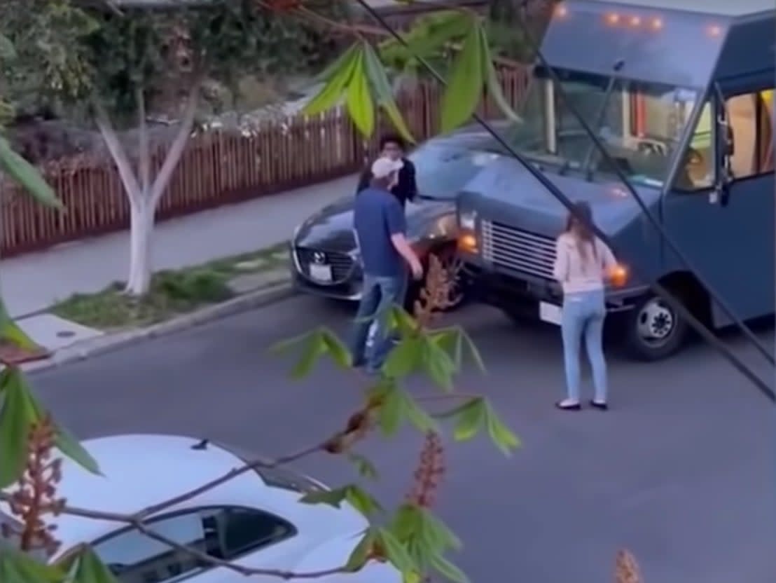 An Amazon delivery driver was subjected to racial abuse after being accused of speeding by a couple in Berkeley, California.  (KRON4)