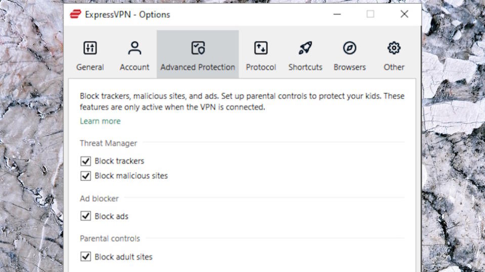 ExpressVPN Threat Manager on Windows