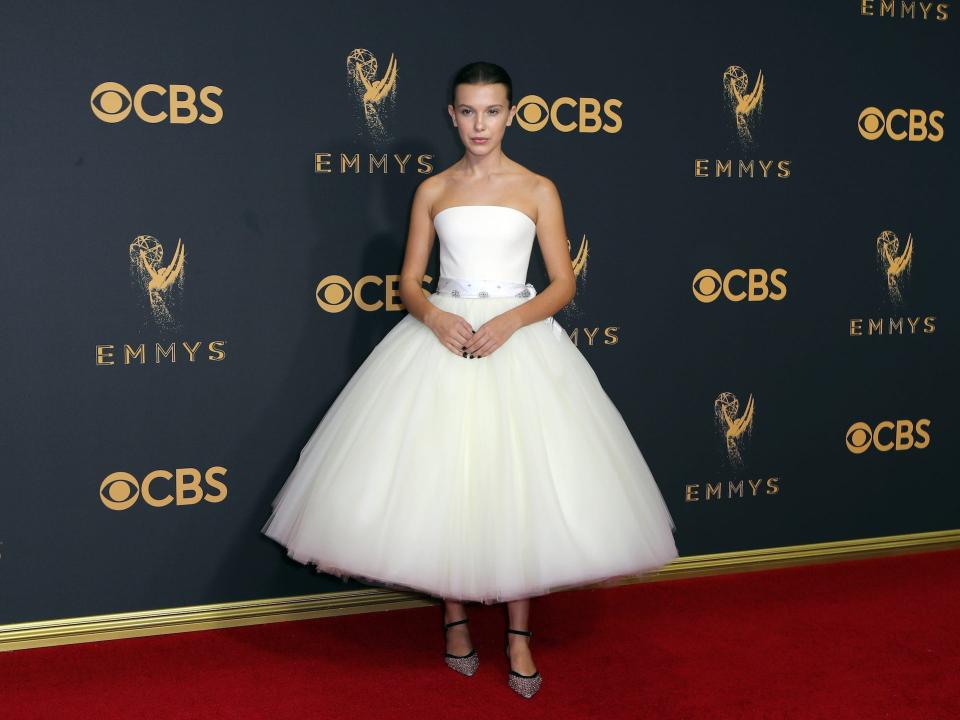 Millie Bobby Brown at the Emmy Awards in Los Angeles, California, on September 17, 2017.