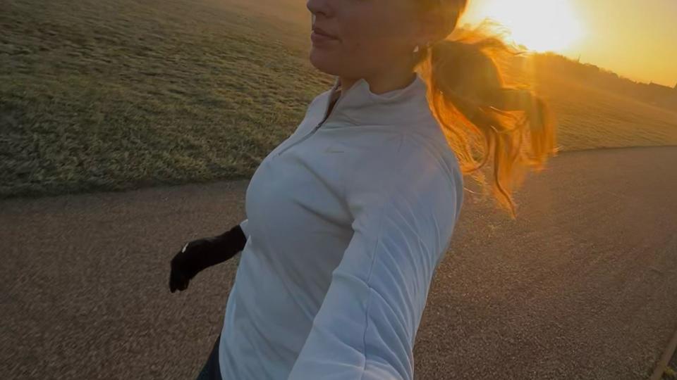 Georgia running at sunrise