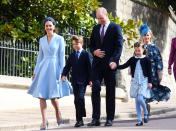 William, Kate, George and Charlotte matched in blue outfits at their family's annual Easter service.