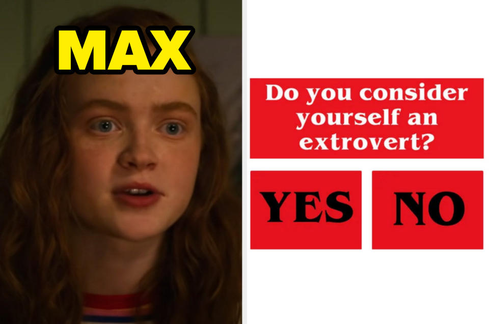 A closeup of Max; the question, "Do you consider yourself an extrovert?"