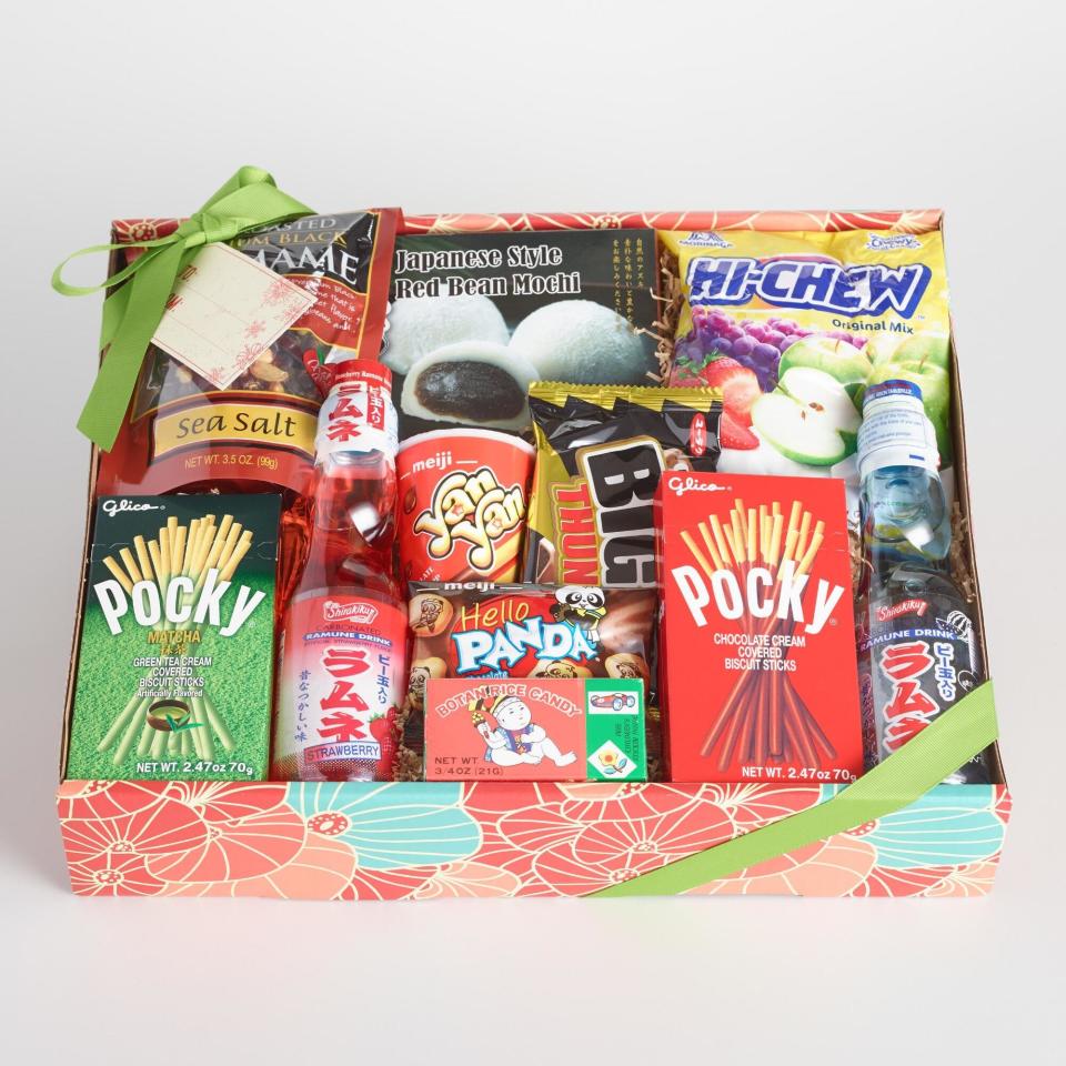 Japanese Snack Gift Box<br />$39.99, <a href="http://www.worldmarket.com/product/japanese+snack+gift+box.do?&amp;from=fn" target="_blank">Cost Plus World Market.&nbsp;</a>