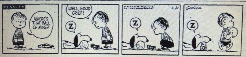 This was the second strip from Charles Schulz's "Peanuts" that The Canton Repository published in 1958.