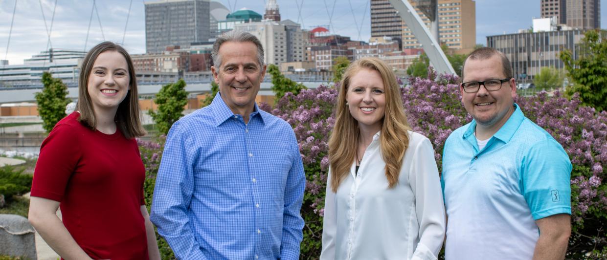 The Local 5 weather team, from left, are Hannah Dennis, Brad Edwards, Bree Sullivan and Chris Kuball.