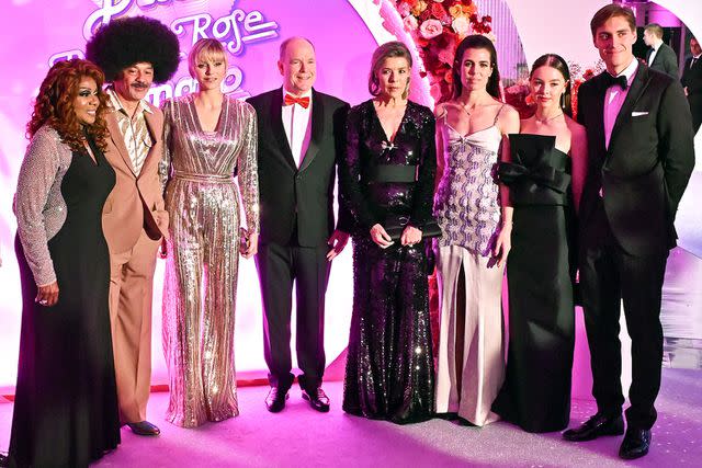 <p>Stephane Cardinale/Pls Pool/Getty </p> Gloria Gaynor, Christian Louboutin, Princess Charlene, Prince Albert, Princess Caroline, Charlotte Casiraghi, Princess Alexandra of Hanover and Ben Sylvester Strautmann at the Rose Ball on March 23, 2024.