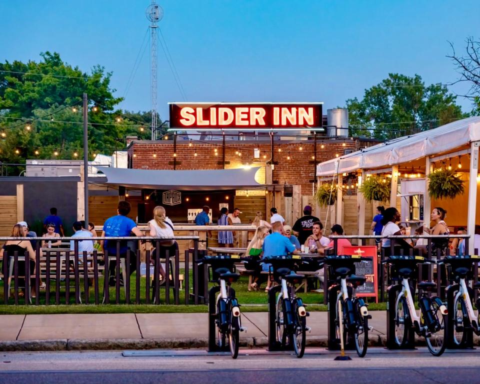 Slider Out is the front yard and outdoor events space of the Downtown location of Memphis bar and restaurant Slider Inn.
