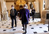 U.S. Representative Liz Cheney walks through the U.S. Capitol in Washington