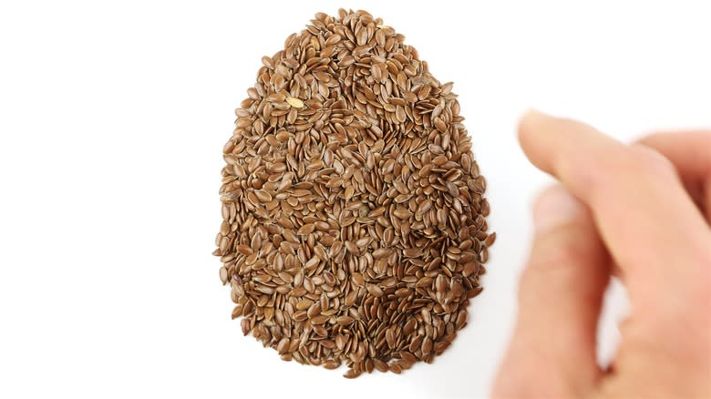 Flax seeds shaped into an egg