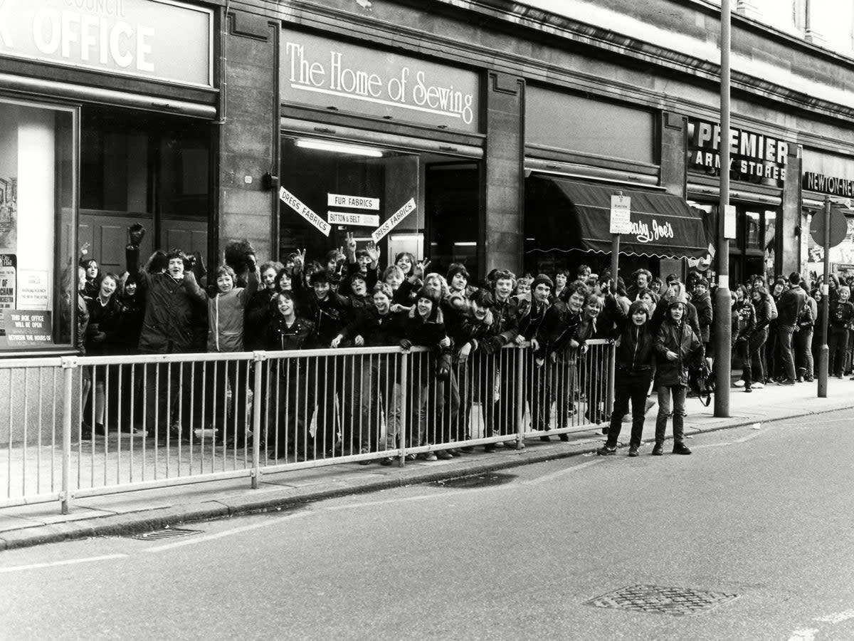 Fans queue for Iron Maiden tickets at the City Hall, Hull, in 1983 (Rex)