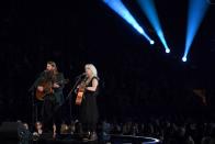 <p>Chris Stapleton and Emmylou Harris perform during the 60th Annual Grammy Awards show on January 28, 2018, in New York. (Timothy A. Clary/AFP via Getty Images) </p>