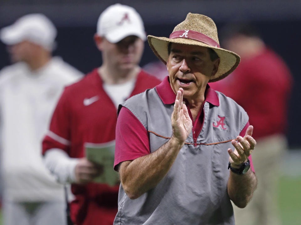 Nick Saban and the Crimson Tide had to sweat it out through conference championship weekend to find out if they would make the College Football Playoff. (AP)
