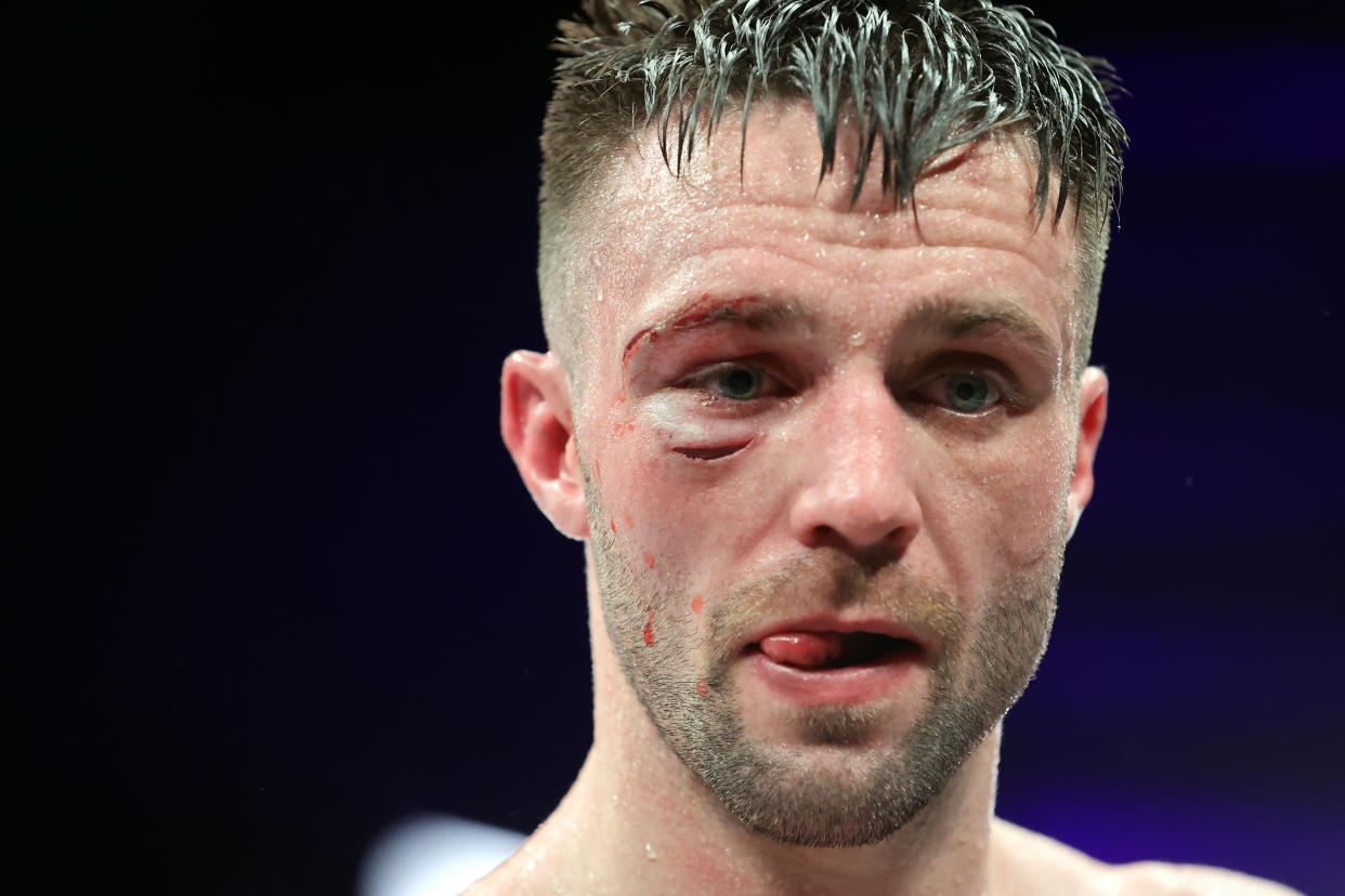 Josh Taylor is interviewed after victory in the junior welterweight bout against Jack Catterall at the OVO Hydro, Glasgow. Picture date: Saturday February 26, 2022. (Photo by Steve Welsh/PA Images via Getty Images)