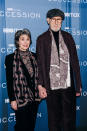 <p>Anna Stuart and James Oliver Cromwell at the season 4 premiere of “Succession” held at Jazz at Lincoln Center on March 20, 2023 in New York City.</p>