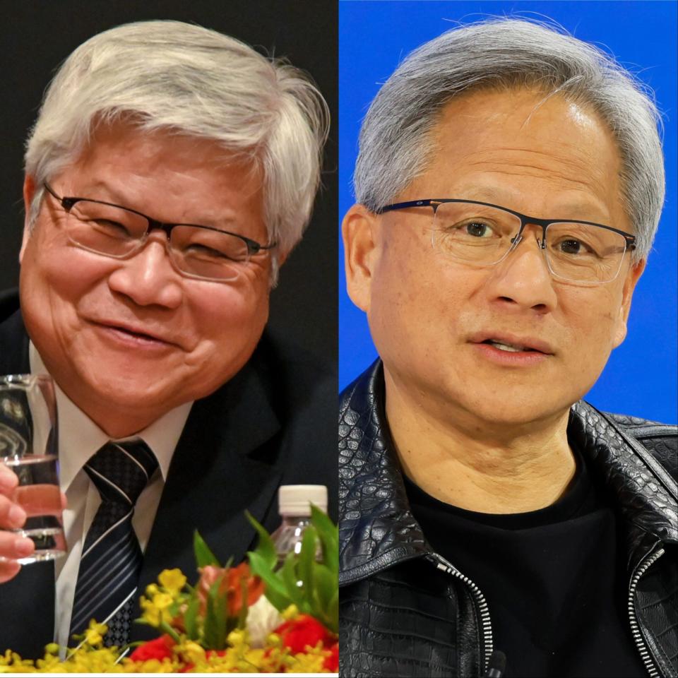 TSMC-CEO CC Wei (links) nannte Nvidia-CEO Jensen Huang (rechts) den "Drei-Billionen-Mann". - Copyright: Sam Yeh/AFP/Getty Images, Slaven Vlasic/Getty Images for The New York Times