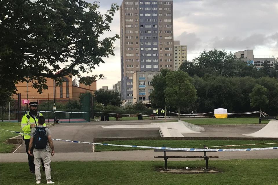 Police have sealed off a skate park and stage area next to Broadwater Farm estate (Katie Hastie)