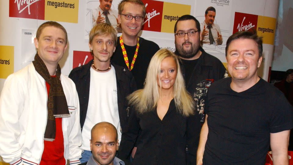 MacIntosh (second from right) with other members of the cast of "The Office" in 2003 - Ian West/PA Images/Getty Images