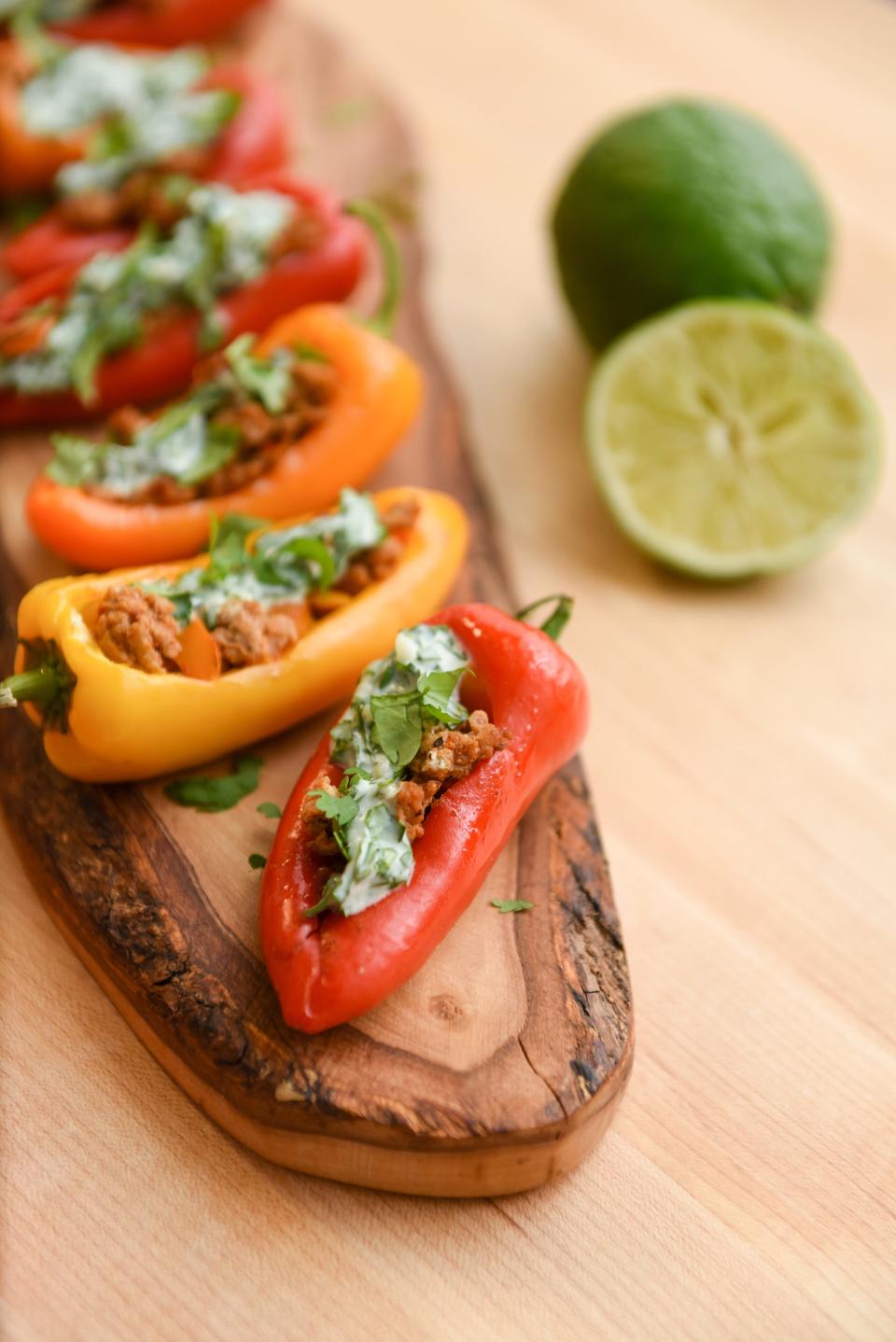 Each mini stuffed pepper has just 140 calories and 1.5 grams of fat.