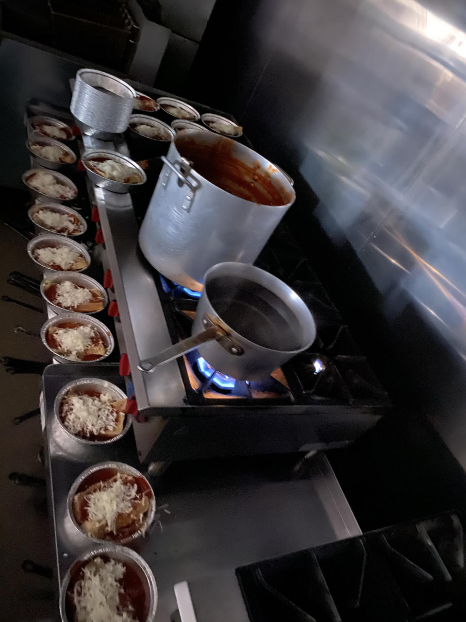 The restaurant was able to make spaghetti and lasagna despite not having power because their stoves and ovens run on gas.  (Ari Isufaj)