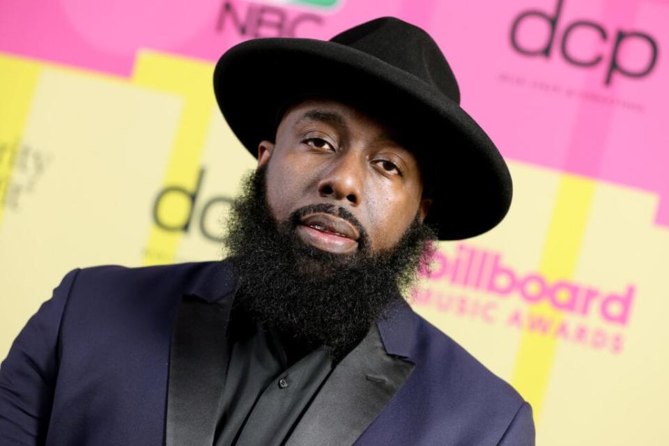 Trae Tha Truth poses backstage for the 2021 Billboard Music Awards, broadcast on May 23, 2021, at Microsoft Theater in Los Angeles, California. (Photo by Rich Fury/Getty Images for dcp)