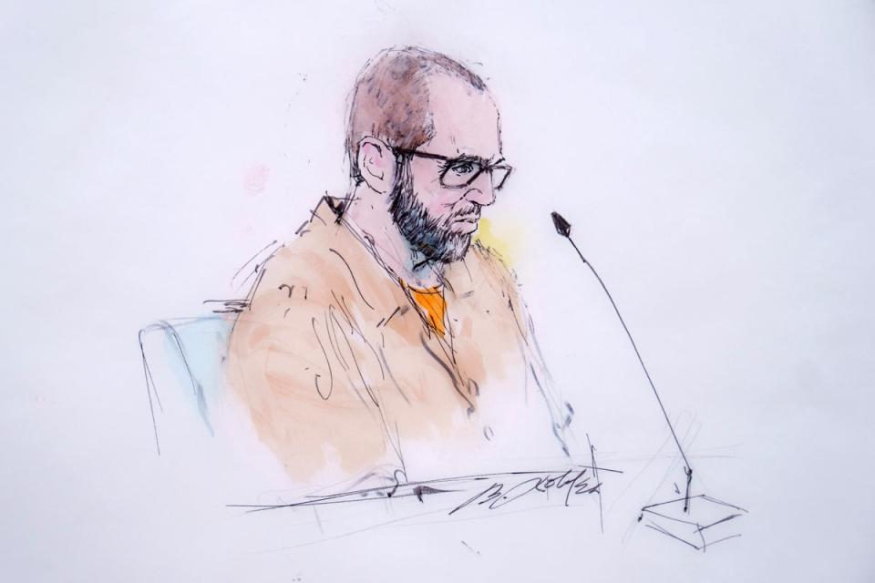 A courtroom sketch of Alexander Smirnov from Feb. 26, 2024 (William T. Robles)