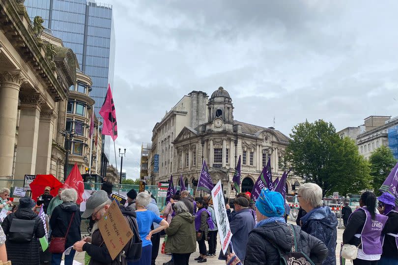 Protesters outside Birmingham City Council House on Tuesday, July 9