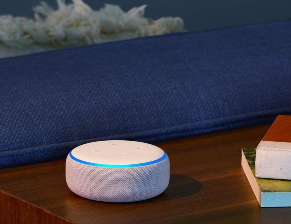 The Echo Dot is a <i>very</i> popular product, with more than 500,000 reviews. It's "<a href="https://www.huffpost.com/topic/in-its-prime" target="_blank" rel="noopener noreferrer">In Its Prime,</a>" as we like to say. The speaker can stream Spotify, Apple Music and more. You can also use it to have Alexa do tasks for you. <a href="https://amzn.to/2HdbTSW" target="_blank" rel="noopener noreferrer">Find it on sale for $30 at Amazon</a>. Keep in mind that it's on backorder until December.