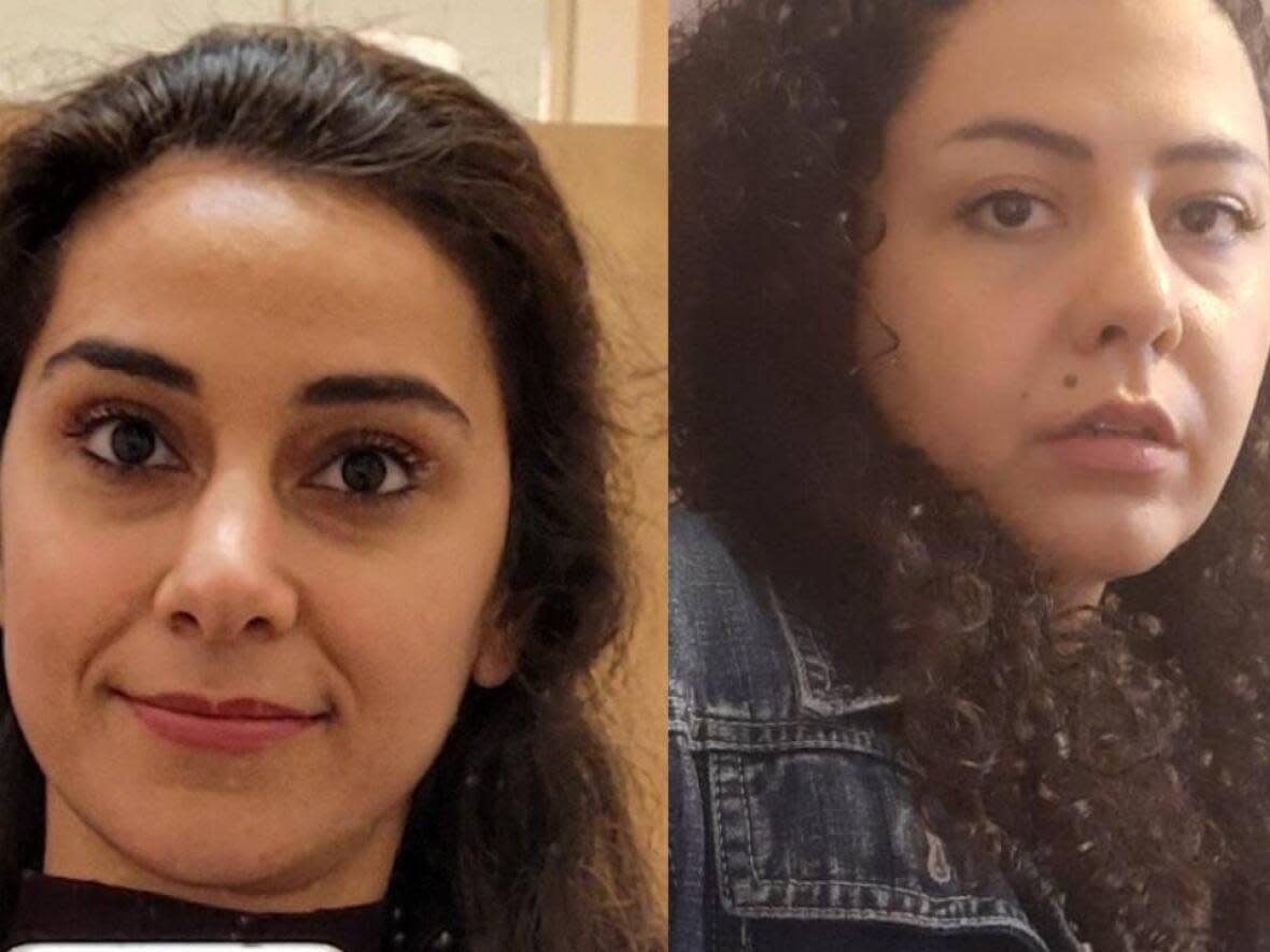 Samira Amjadian (left) and Maryam left Iran to freely practice Christianity. Now living in New Brunswick, the two are attending protests and rallies to raise awareness about Mahsa Amini's death. (Supplied by Samira Amjadian and Maryam - image credit)