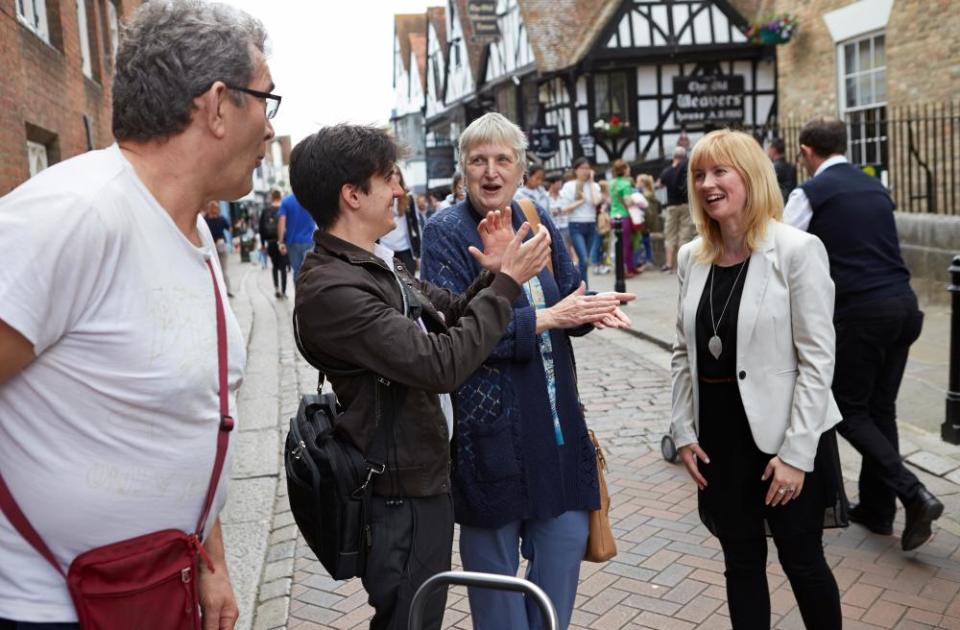 MP Rosie Duffield being congratulated on her victory in 2017.