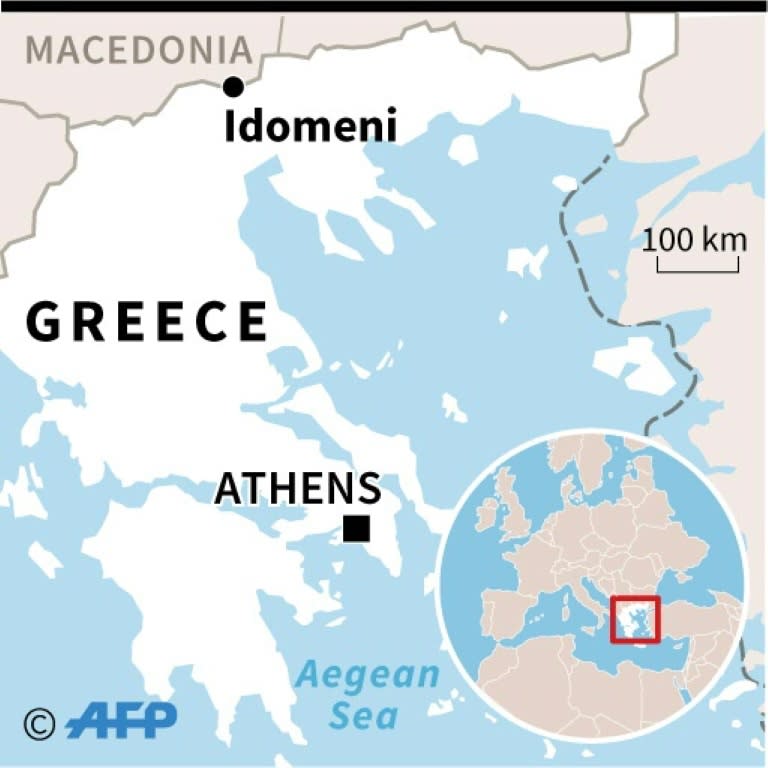 Map of the Greece-Macedonia border locating Idomeni