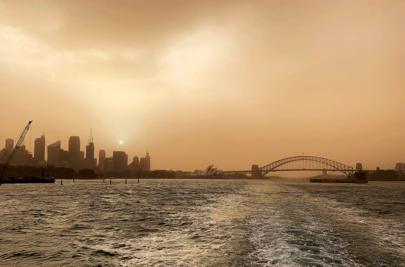 Smoke from bushfires shrouds the skyline in Sydney