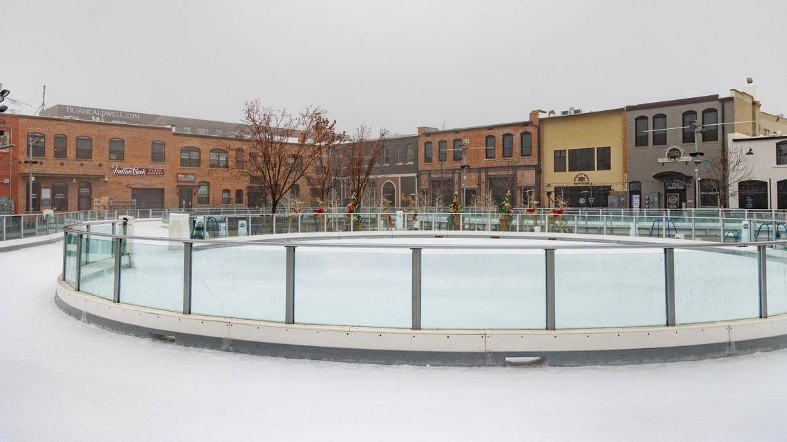 Indian Creek Plaza was modeled after a project in Rapid City, South Dakota, and contains one of America’s few “ice skating ribbons,” according to Steven Jenkins, economic development director for the city of Caldwell.