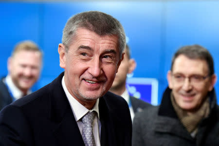 Czech Republic's Prime Minister Andrej Babis arrives for the Visegrad Group meeting in Brussels, Belgium, December 14, 2017. REUTERS/Eric Vidal