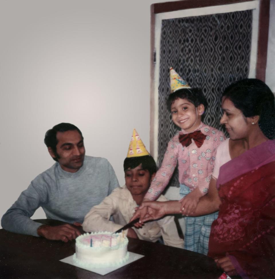 Susheel Gupta as a young boy celebrating a birthday with his mother Ramwati who died when a bomb exploded on Air India Flight 182 on June 23, 1985.(undated photo)