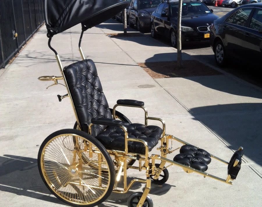 Sure, Lady Gaga was forced to put her performance schedule on hold while recovering from hip surgery, but that hasn't stopped Mother Monster from getting around in style. The singer got around in a custom-made 24-carat gold plated wheelchair created by luxury brand Mordekai. "It was made all over the United States; my assistant had to run around everywhere," Ken Borochov, the designer of the stand-out set of wheels told The Daily Beast.