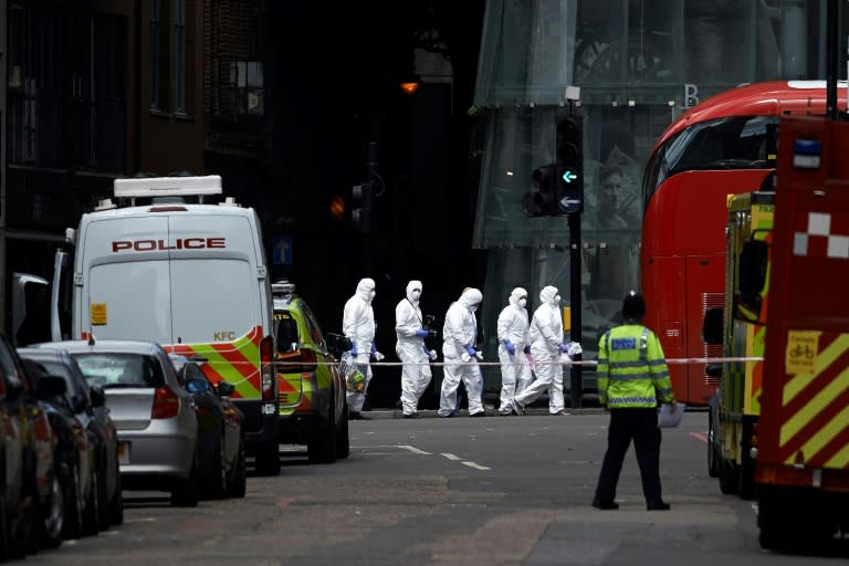Forensic officers working near Borough Market in London on June 4, 2017