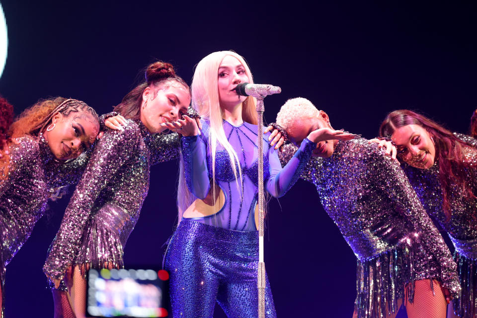 Ava Max at KIIS FM's iHeartRadio Jingle Ball 2022 held at The KIA Forum on December 2, 2022 in Inglewood, California.