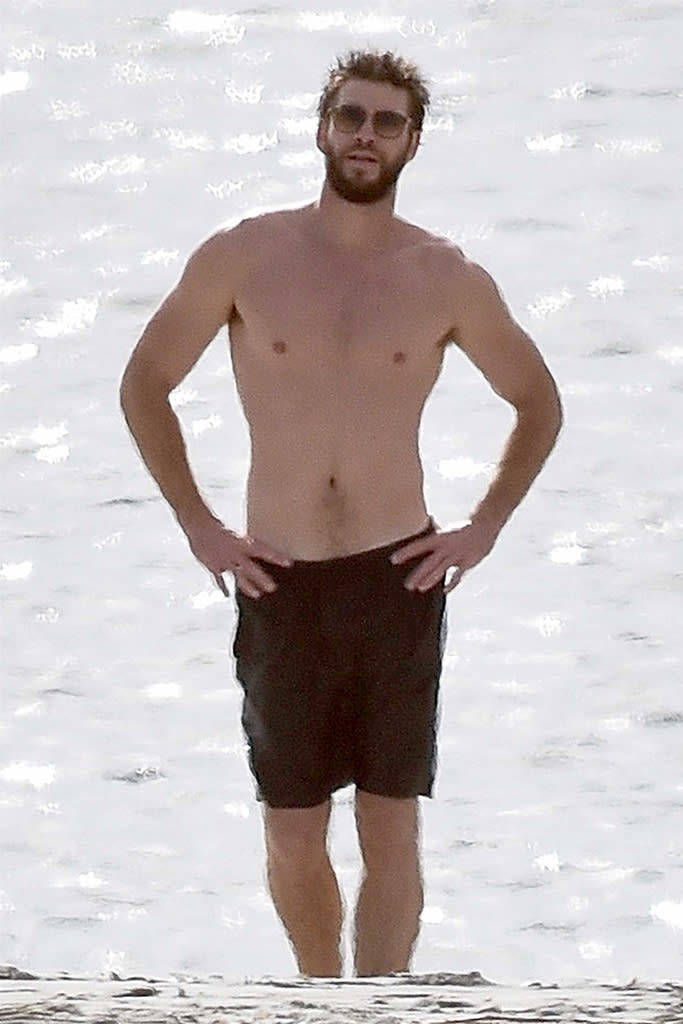 <p>Miley Cyrus’s man got in a little beach time! The Aussie actor took a break from shooting his new movie, <em>Killerman,</em> in Savannah, Ga., on Tuesday and hit the sand. Fun fact: He met Cyrus not far from there — on Tybee Island — when they were filming <em>The Last Song</em> in 2009. (Photo: BackGrid) </p>