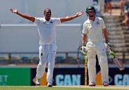 Cricket - Australia v South Africa - First Test cricket match - WACA Ground, Perth, Australia - 4/11/16 South Africa's Vernon Philander appeals successfully for LBW to dimiss Australia's Mitchell Marsh at the WACA Ground in Perth. REUTERS/David Gray
