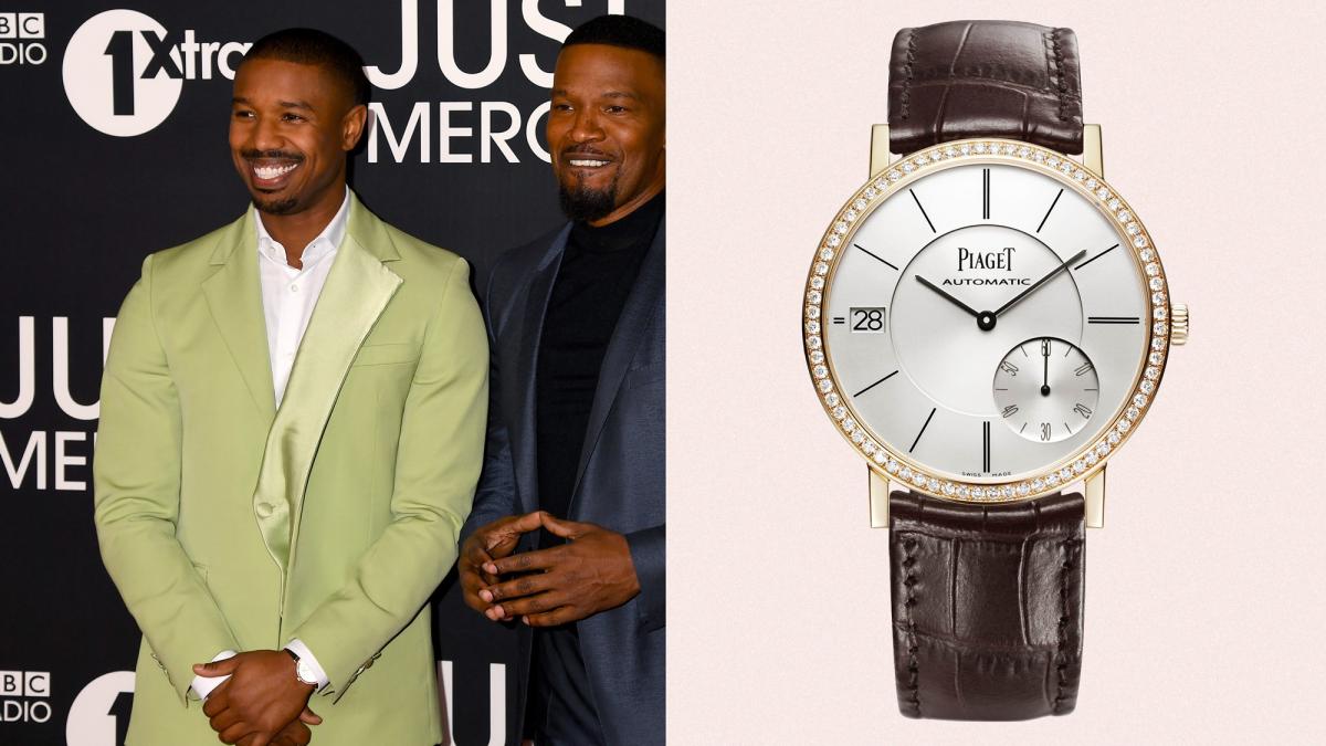 Michael B. Jordan: Giorgio Armani Double-breasted Tuxedo, Piaget Watch