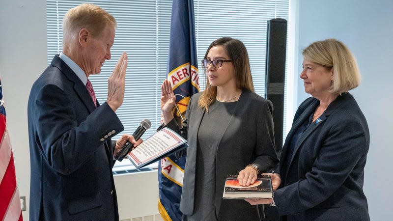 NASA Administrator Bill Nelson swore in Makenzie Lystrup as director of Goddard Space Flight Center on April 6. 