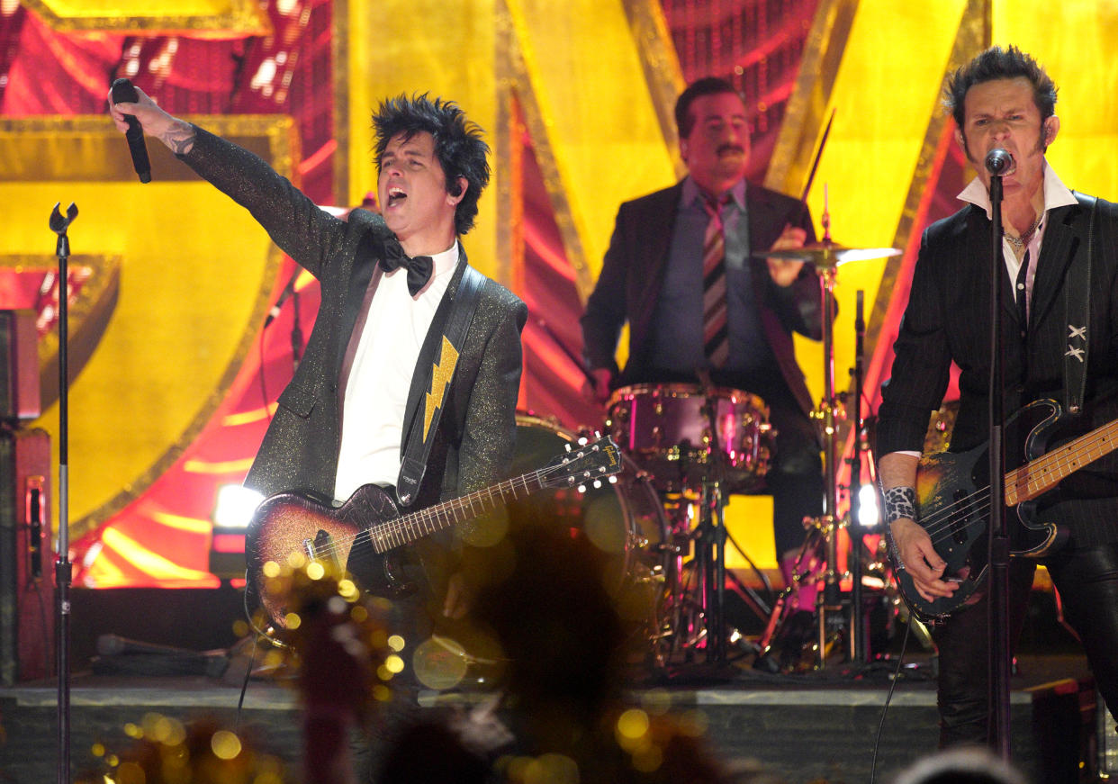 GOOD MORNING AMERICA - 2/10/20 - GMA celebrates the Oscars® live from the El Capitan Theater in Hollywood, with a live performance by Green Day on "Good Morning America," Monday, February 10, 2020 on ABC. (Photo by Rick Rowell/ABC via Getty Images) GREEN DAY