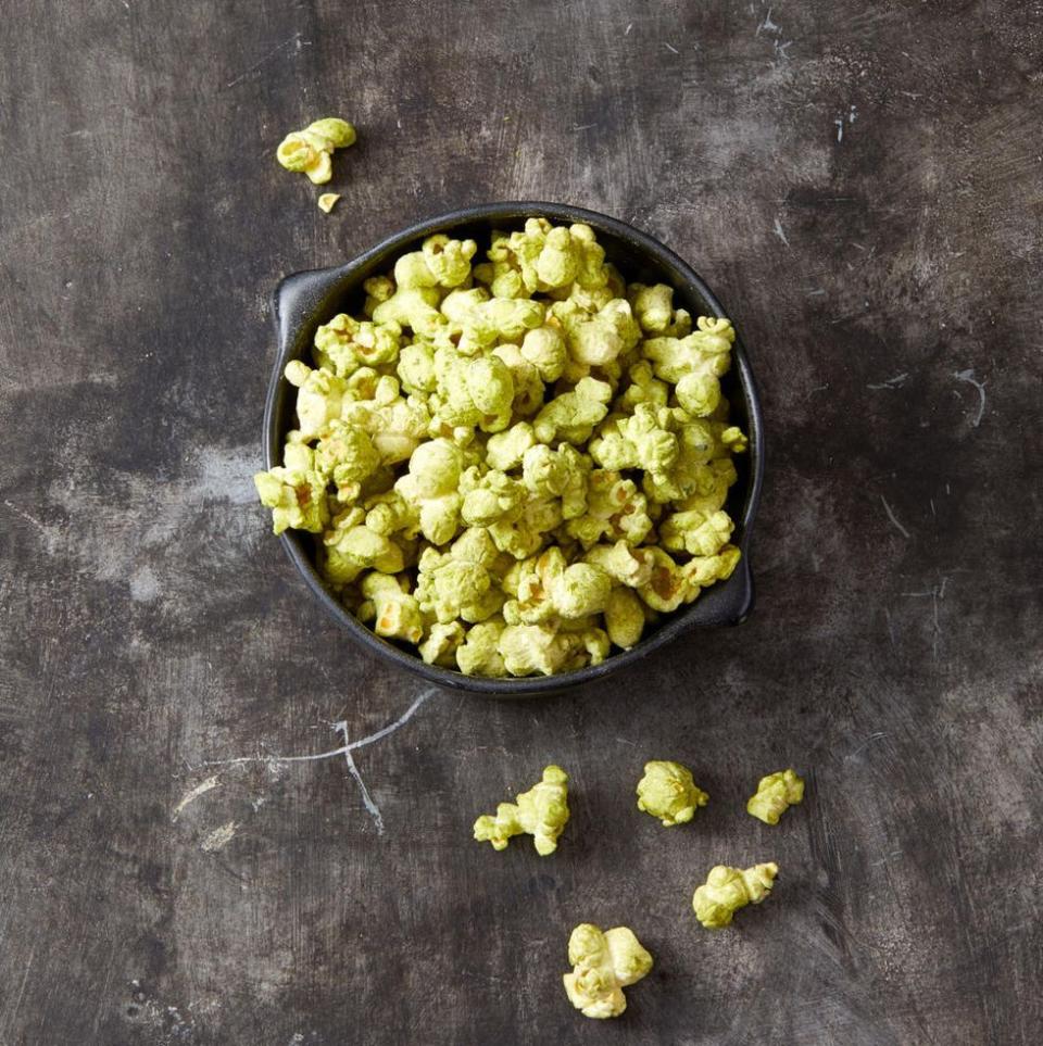 <p>Naturally colored with fragrant, umami-tasting matcha, this pretty popcorn is great <a href="https://www.goodhousekeeping.com/food-recipes/party-ideas/g30794570/finger-food-ideas/" rel="nofollow noopener" target="_blank" data-ylk="slk:finger food;elm:context_link;itc:0;sec:content-canvas" class="link ">finger food</a>. </p><p>Get the <strong><a href="https://www.goodhousekeeping.com/food-recipes/a28542905/green-matcha-popcorn-recipe/" rel="nofollow noopener" target="_blank" data-ylk="slk:Green Matcha Popcorn recipe;elm:context_link;itc:0;sec:content-canvas" class="link ">Green Matcha Popcorn recipe</a></strong>.  </p>