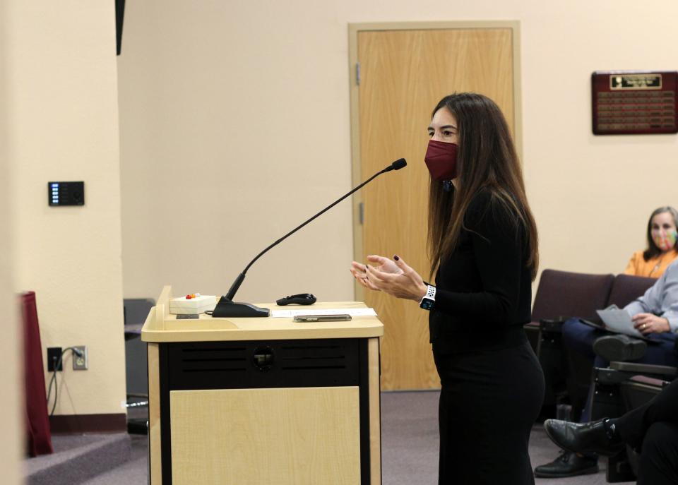 New Mexico Public Education Department Deputy Secretary Gwen Perea Warniment visited the Las Cruces Public Schools Board of Education on Tuesday, Oct. 19, 2021 to give a presentation on the proposed social studies standards and the revision process.