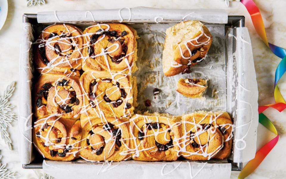 Diana Henry's spiral buns are inspired by the original festive bake, with spices, fruit and almond paste - HAARALA HAMILTON